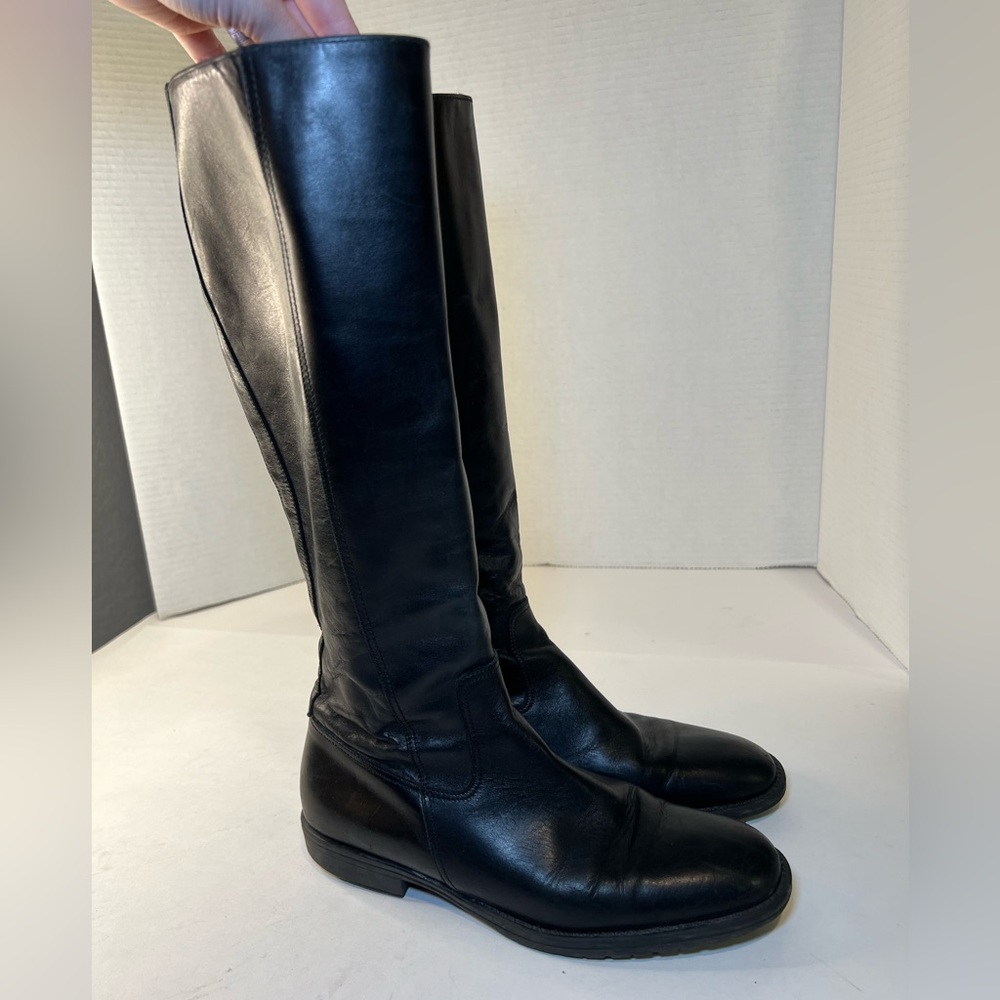 J Crew Black Leather High Riding Boots 6.5